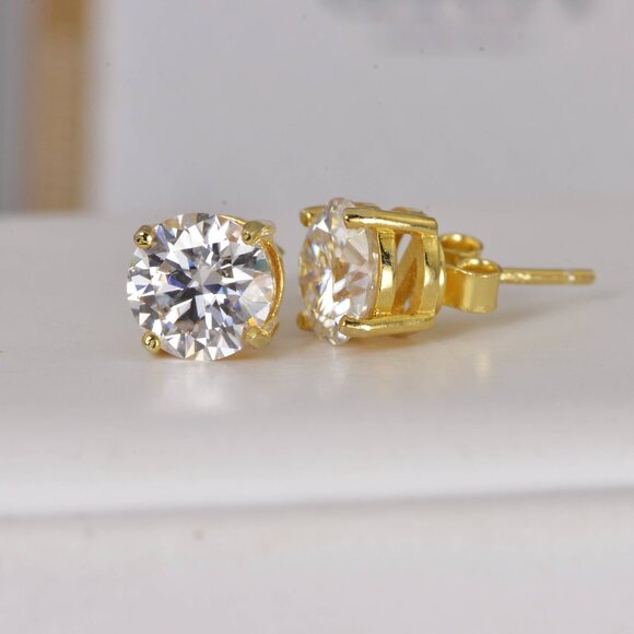 GRA Certified 4.0 tcw Brilliant Round Cut Moissanite Stud Earrings Solid 925 - Picture 5 of 7